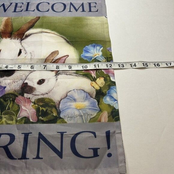 Welcome Spring Bunny Rabbit Garden Flag 12 X 18 - Picture 3 of 4